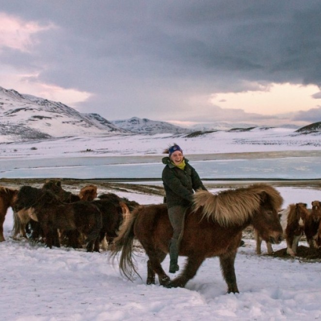 Snow is fun for horses and riders